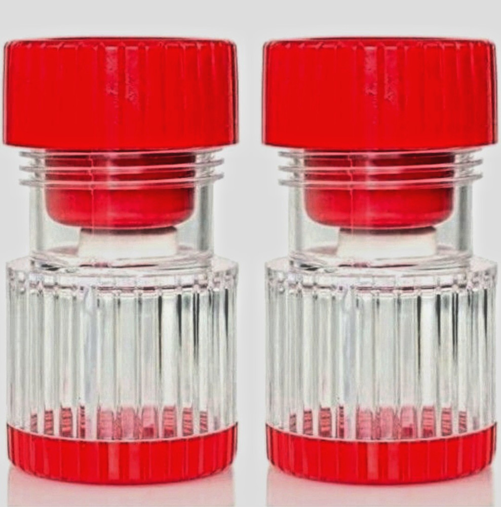 2‑Pack Pill Crusher Grinder – Easy Twist Tablet Crusher w/ Storage – Red
