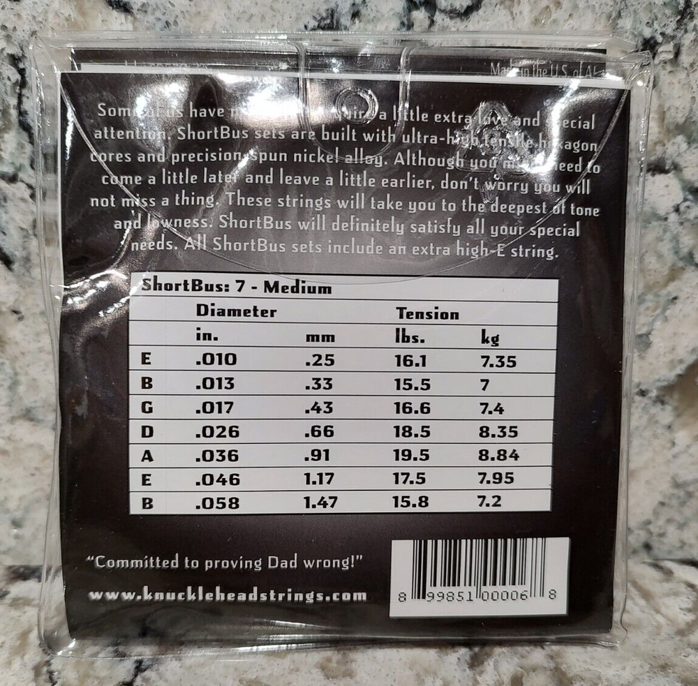 2 packs KNUCKLEHEAD 7 STRING ELECTRIC GUITAR STRINGS 10-58 MEDIUM