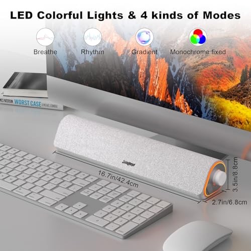 R50 Bluetooth Computer Speakers, USB Powered Pc Speakers for Desktop White