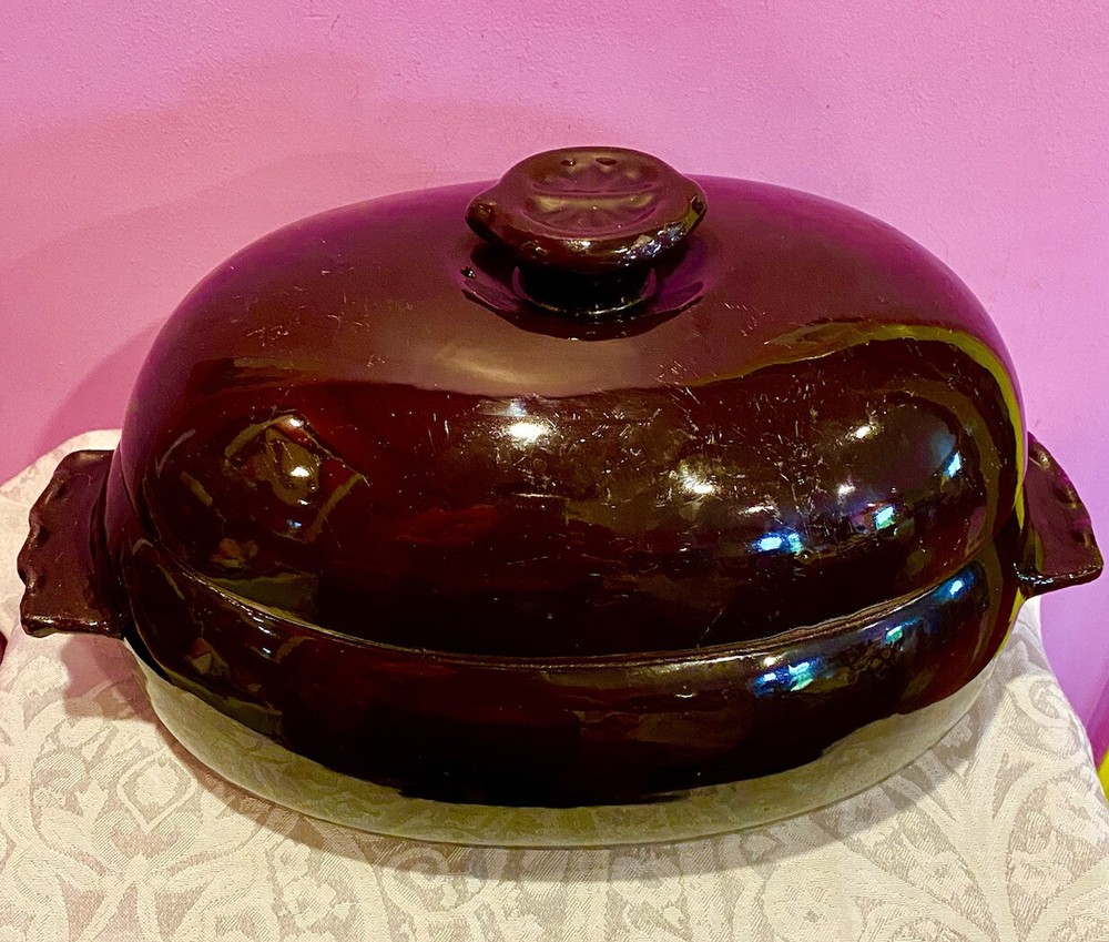 XL (12-Cup) Deep Covered Baker Roaster Dutch Oven Ceramic EUC 3-Qt