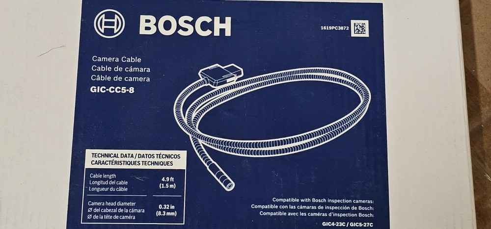 BOSCH Inspection Camera Cable 12ft & 5ft, GIC-CC5-8 & GIC-CC11-8 Bundle - NEW
