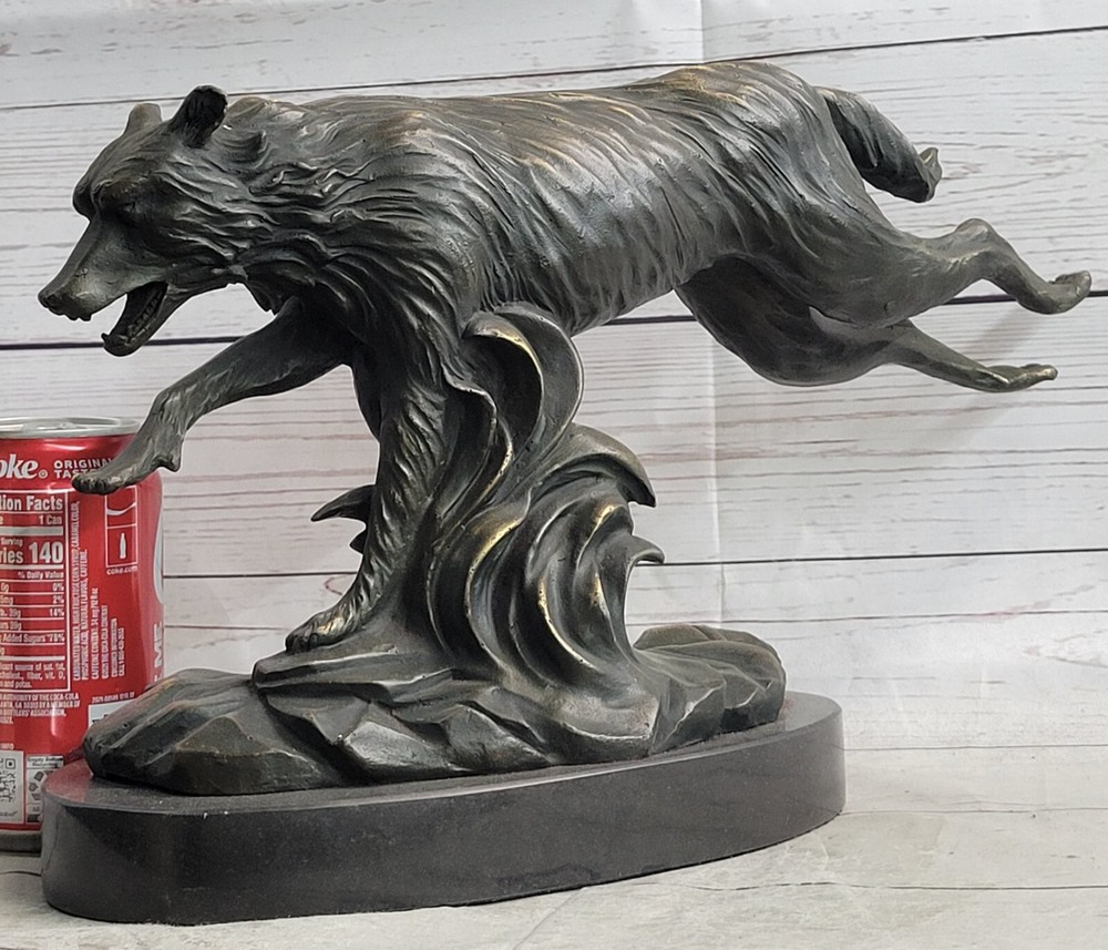 Captivating Wolf in Motion C Williams Bronze Statue Lost Wax Method Home Office