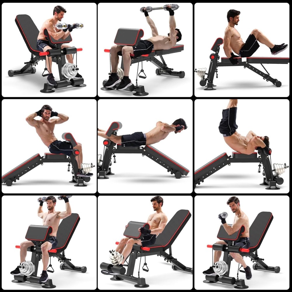 Adjustable Weight Bench,Utility Workout Bench Foldable Incline Decline Benche...
