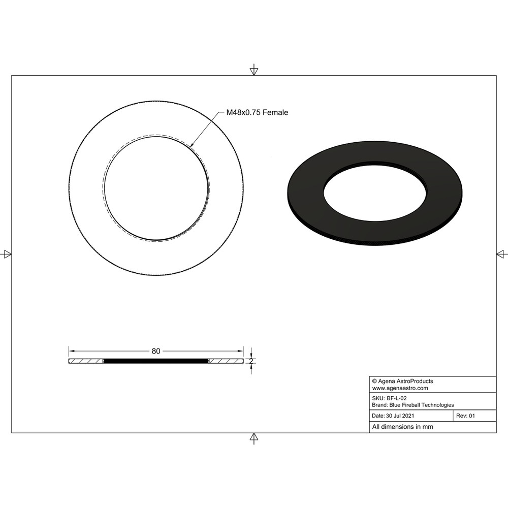 Blue Fireball Lock Ring /Angle Control Adapter f/ 2" Filter M48x0.75 Thread L-02
