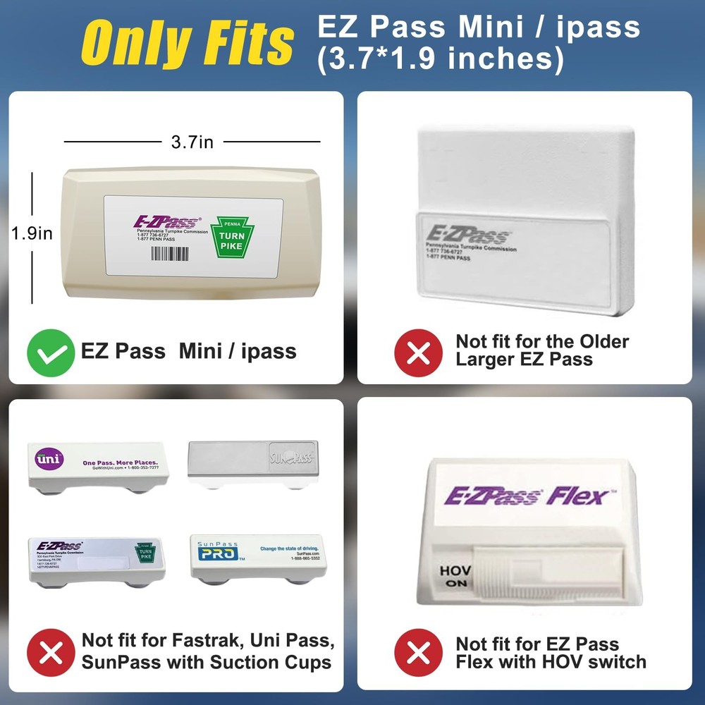 2 Pack EZ Pass Holder with Super Strong Suction Cups for Windshield. Ezpass H...