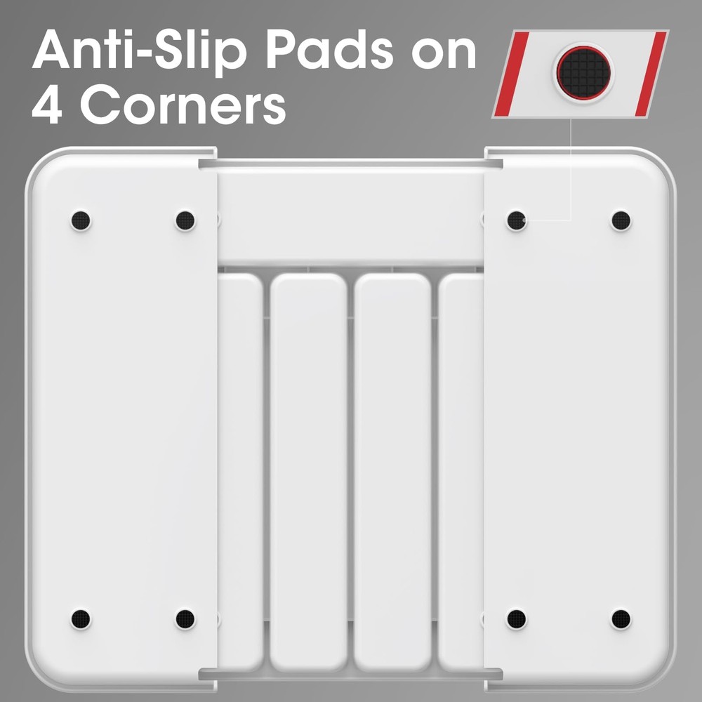 Aujen Silverware Organizer - Expandable Kitchen Drawer Medium, White