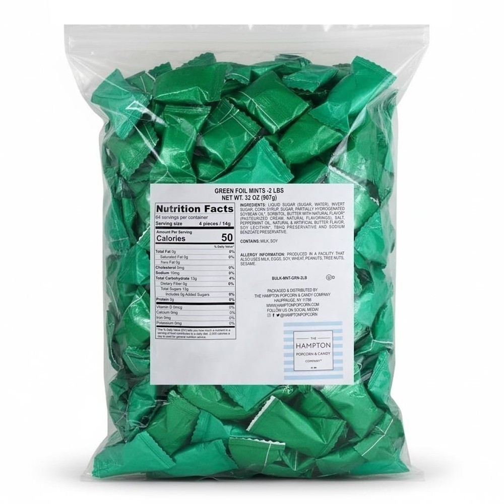 Green Buttermints, 2 Pound Bulk Bag, After Dinner Mints, Approximately 240...