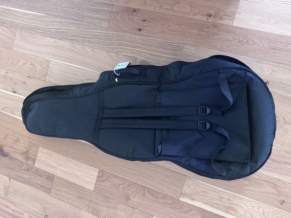 4/4 Full Size Cello, Soft Case, Bow, And New Strings