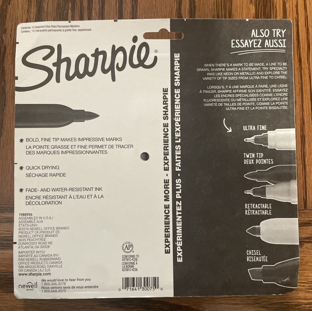 Sharpie Fine Point Assorted Color Permanent Markers - 12 CT