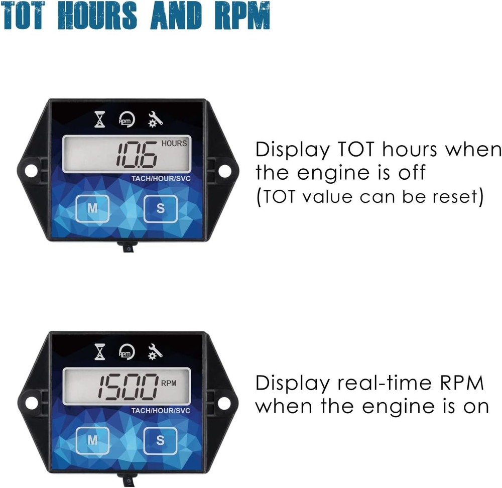 Digital Engine Timer & Tachometer Set - Reliable Maintenance Tool for Owners