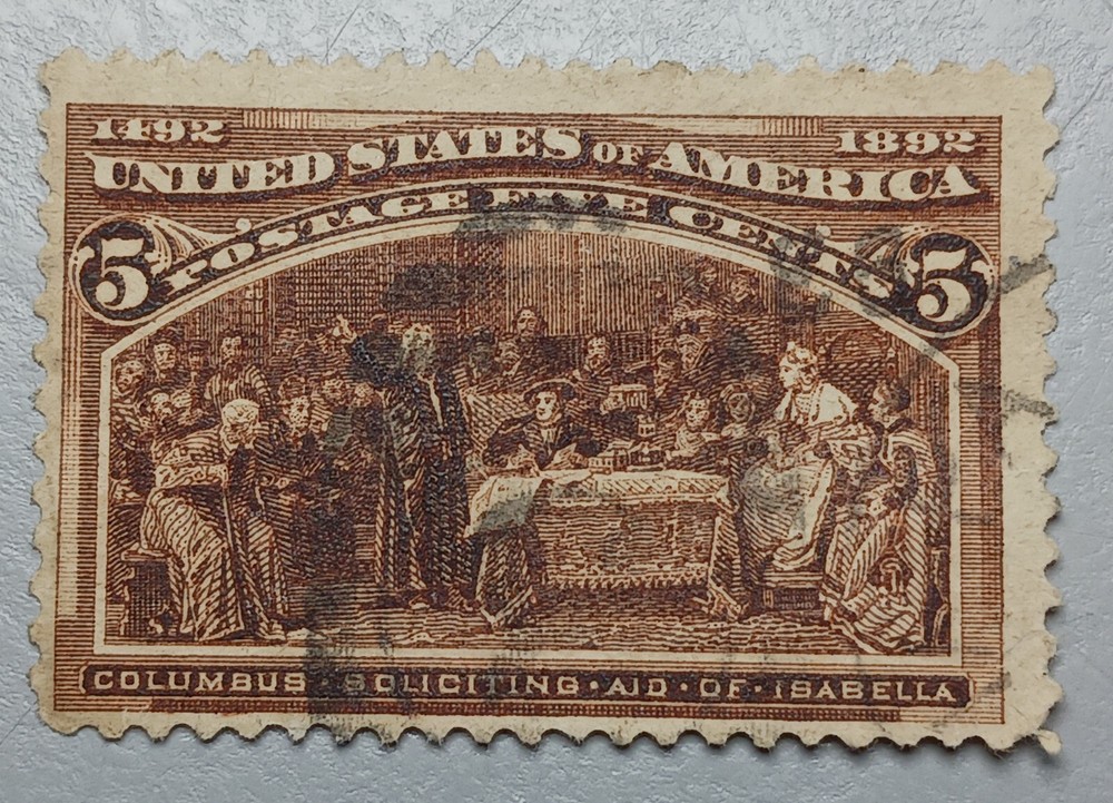 SCOTT 234 USED 5 CENT COLUMBIAN ISSUE. 1893