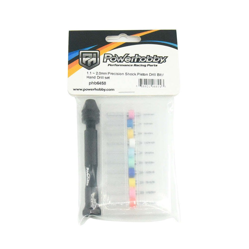 Powerhobby 1.1 - 2.0mm Precision Shock Piston Drill Bit / Hand Drill set