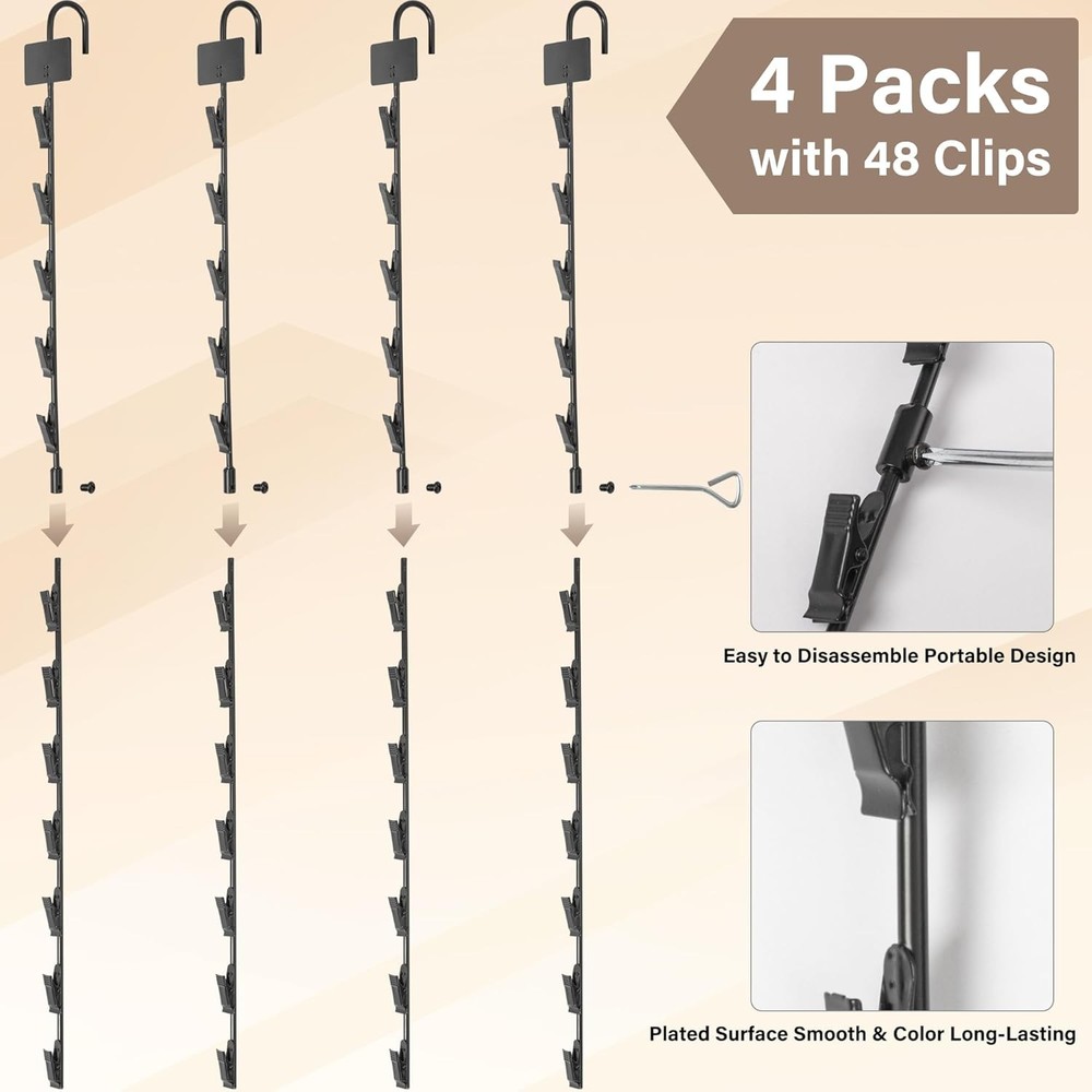 4 PACK Hanging Merchandise Strips With Hooks for Retail Display Snack Organizer