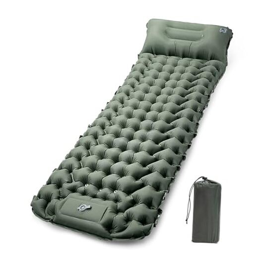 Camping Sleeping Pad, Extra Thick Ergonomic Camping Mattress Single Army Green