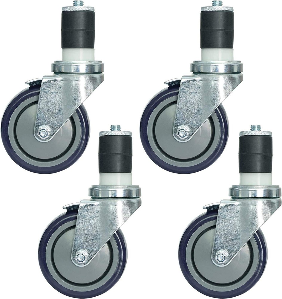 4 Inch Work Table Caster Wheels for Commercial Kitchen Prep Tables, Expanding