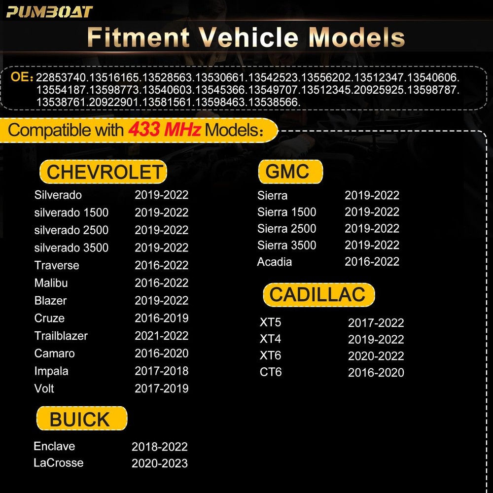 TPMS GM Pre-Programmed Tire Sensor Compatible with:➥Chevrolet Silverado 1