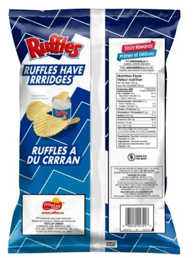 Ruffles Regular Potato Chips, 200g (Imported from Canada) (2 Pack)