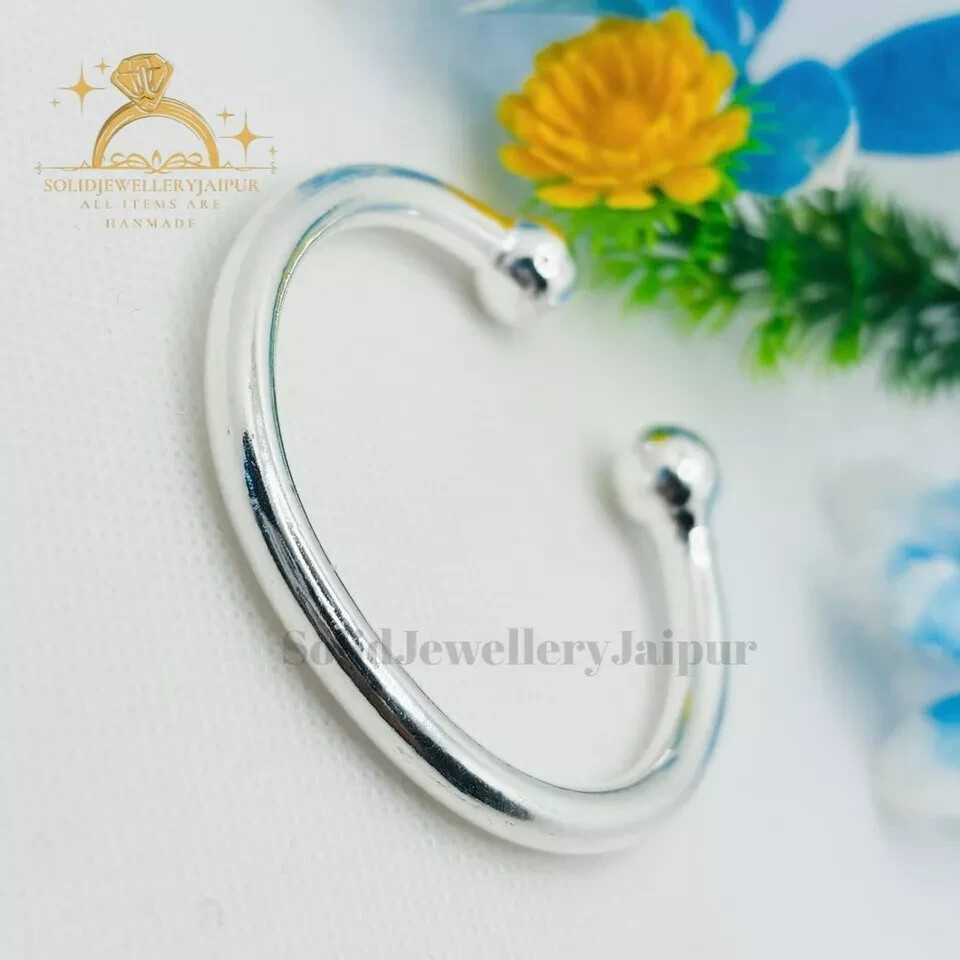 Double Ball Bangle Solid 925 Silver 7 mm Torque Bangle Men's Torque Gift Bangle