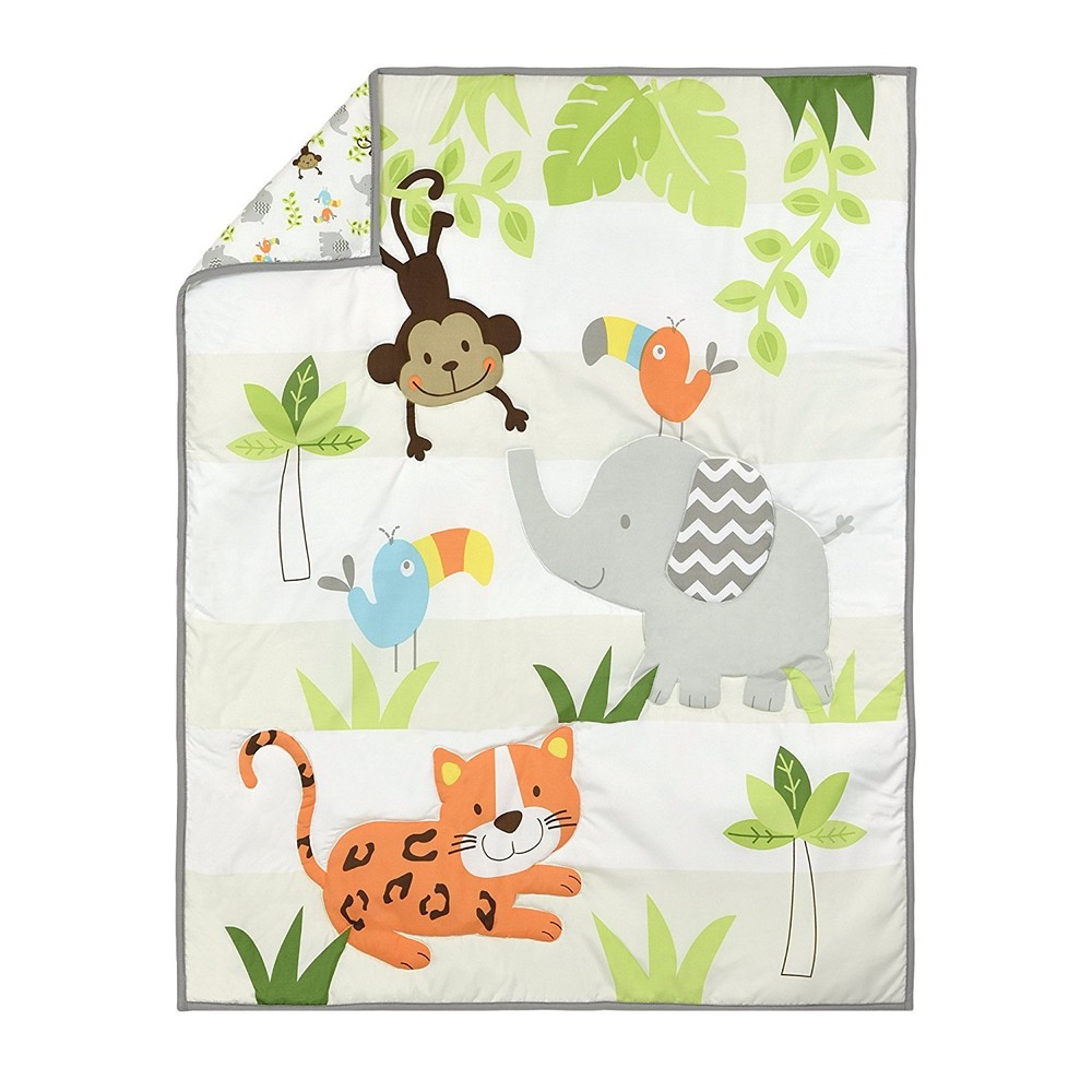 Cuddle Time Cuddletime Amazonia Elephant Tiger 3-Pc Crib Bedding Set