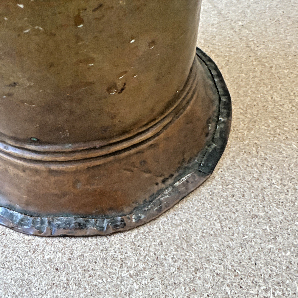 Vintage Handmade Middle Eastern Copper Water Pitcher with Iron Handle Rustic