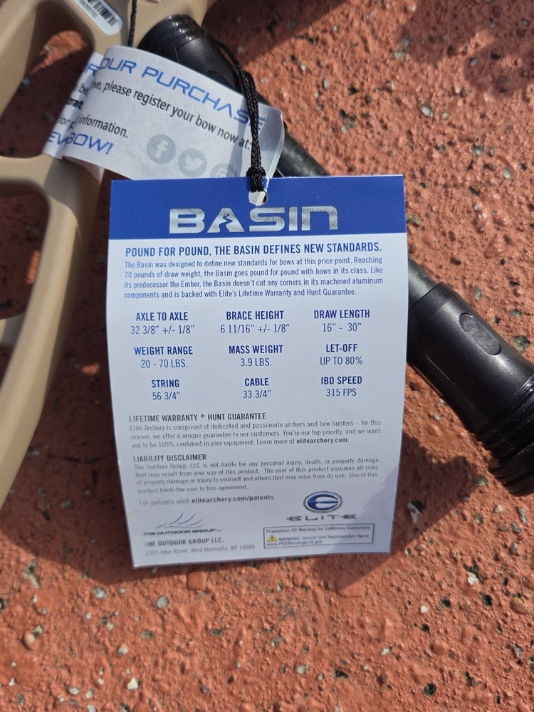 Elite Archery Basin Compound Bow 70# 32" Mountain Tan