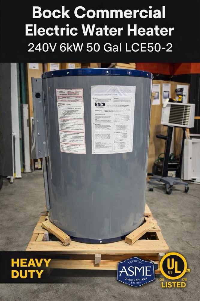 Bock LCE50-2 50 Gallon Commercial Electric Water Heater – 240V 6kW – ASME / UL