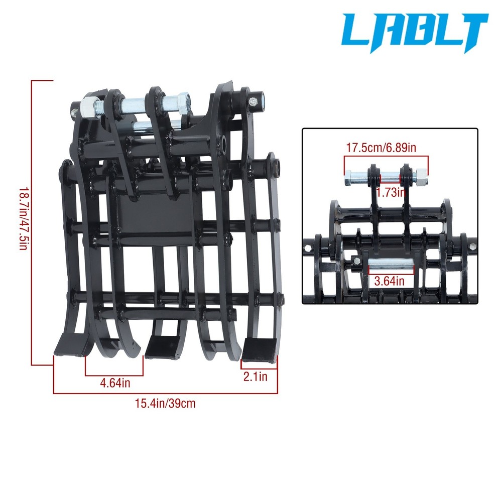LABLT Grabber Attachment for 0.8 tons -1.5 tons Mini Excavator Small Digger
