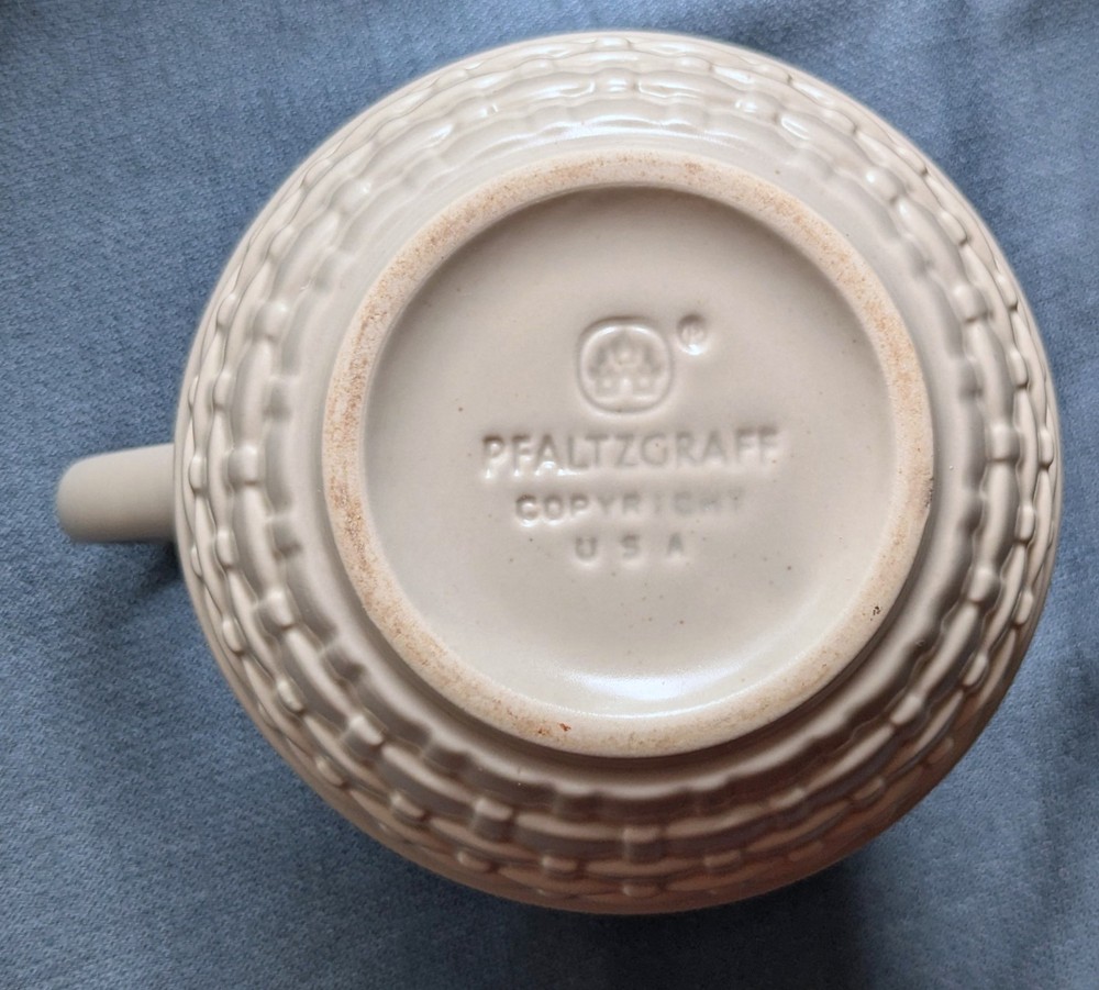 Pfaltzgraff Oversized Creamer Pitcher 6.5” Beige Basketweave Stoneware