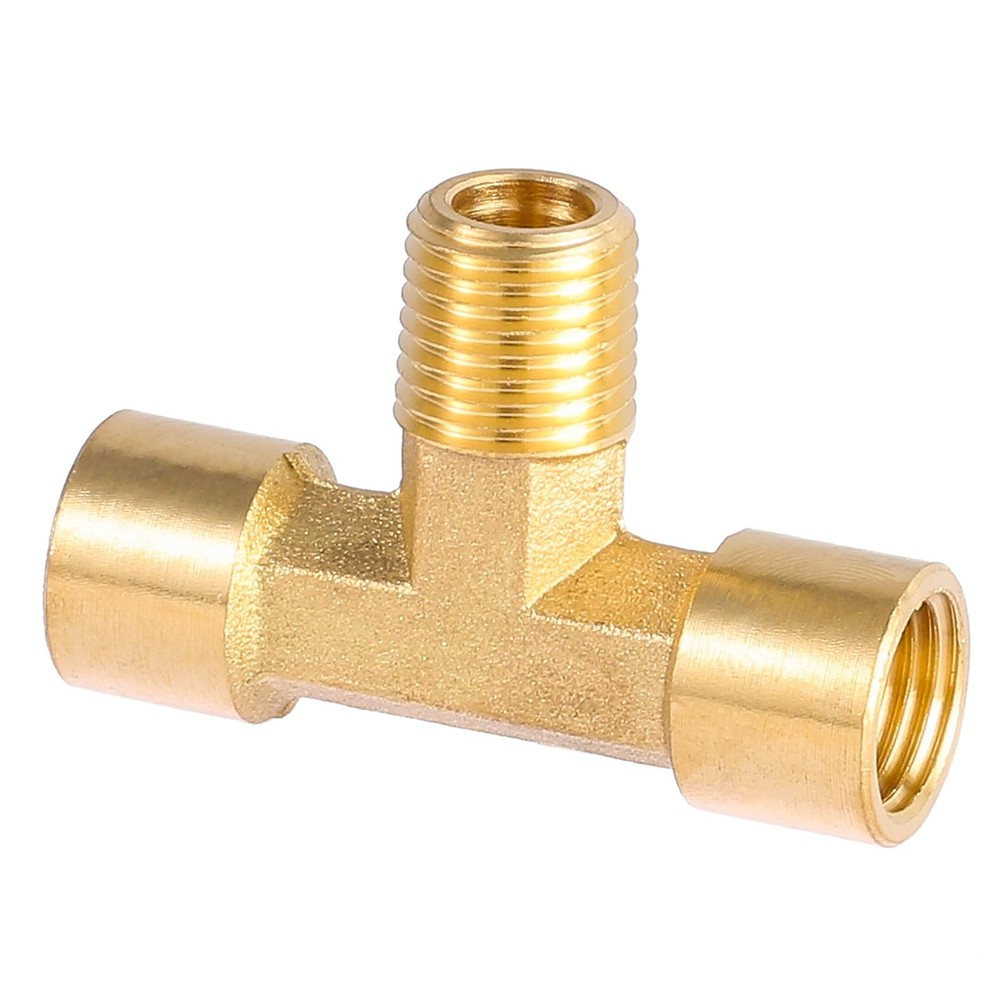 2 Pack 1/4" NPT Brass Tee Pipe Fitting,T Shape 1/4 inch,