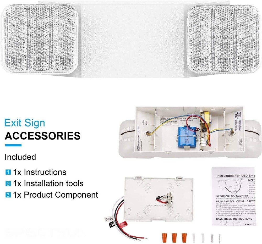 4 Pack LED Emergency Exit Light Adjustable 2 Head With Battery Back-up UL 924