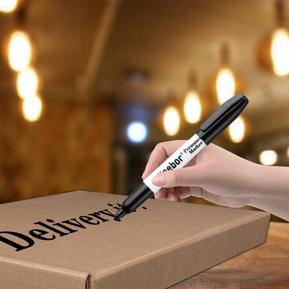 60-Pack Black Permanent Markers Fine Tip Quick Drying Fade Resistant Set