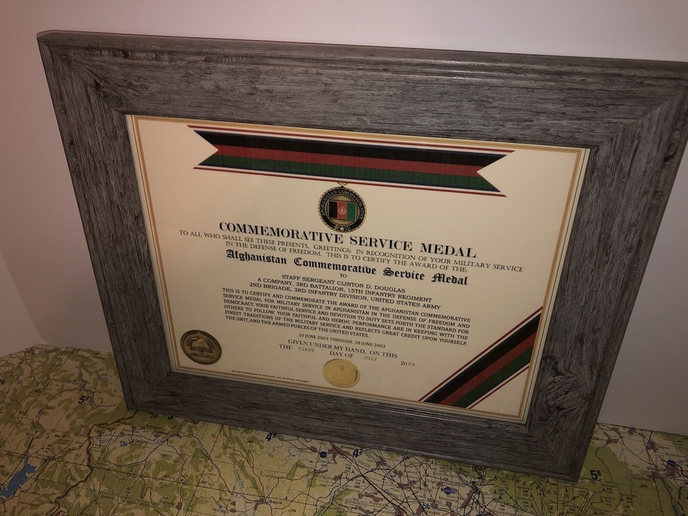 AFGHANISTAN COMMEMORATIVE SERVICE MEDAL CERTIFICATE ~ Type 1
