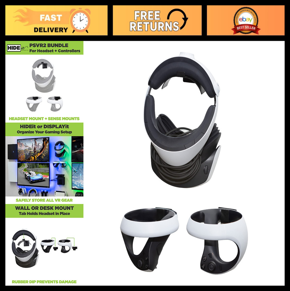 Wall Mount for PSVR 2 - PlayStation VR 2 & Sense Controllers Bundle - Space-Savi