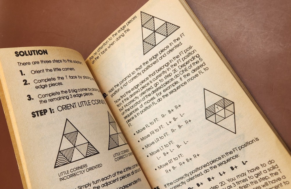 Vintage 1980s Pyraminx + Original 1981 Solution Book – Classic Rubik's Cube Era