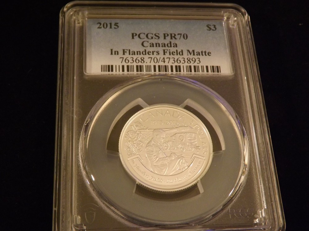 2015  $3         In Flanders  Feild  Matte    Canada        PCGS   PR 70