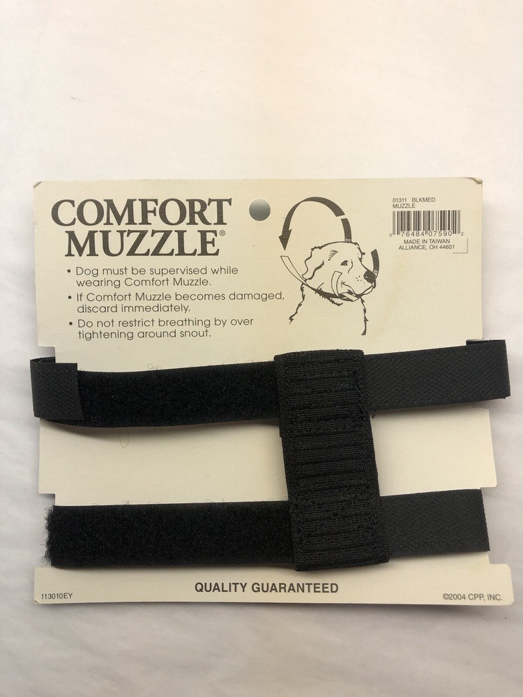 Medium Comfort Muzzle For Dogs. Black. For Temporary Muzzle Restraint.