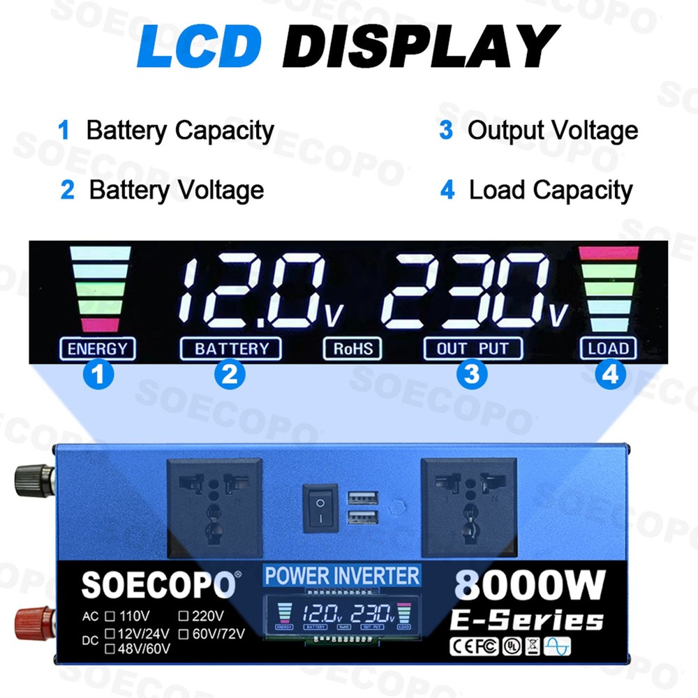 SOECOPO 8000W Peak Solar System Kit Flexible Panel 100A Controller DC12/24V 110V