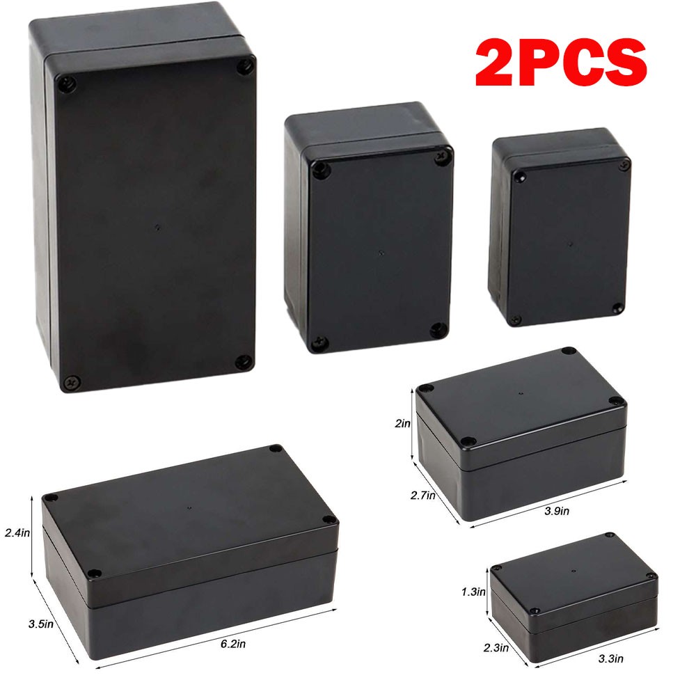 2PC Waterproof Black Plastic Project Enclosure DIY Electrical Junction Boxes NEW