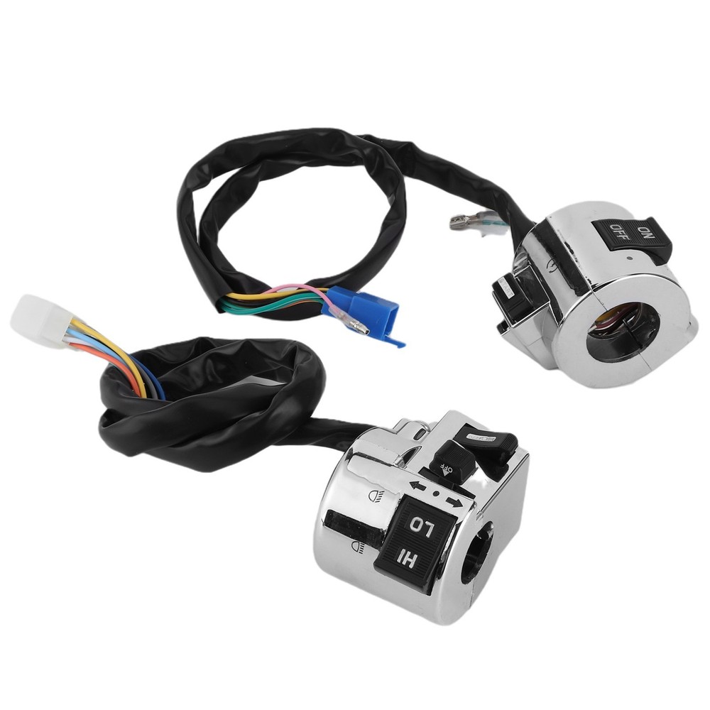 Pair Motorcycle Handlebar Switch Control Button For Turn Signal Headlight Horn