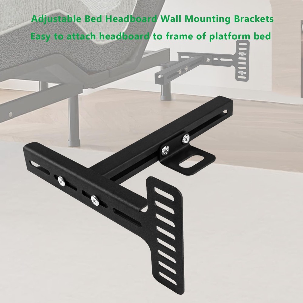 KSWLOR Adjustable Headboard Brackets, Universal Bracket, Bed Black