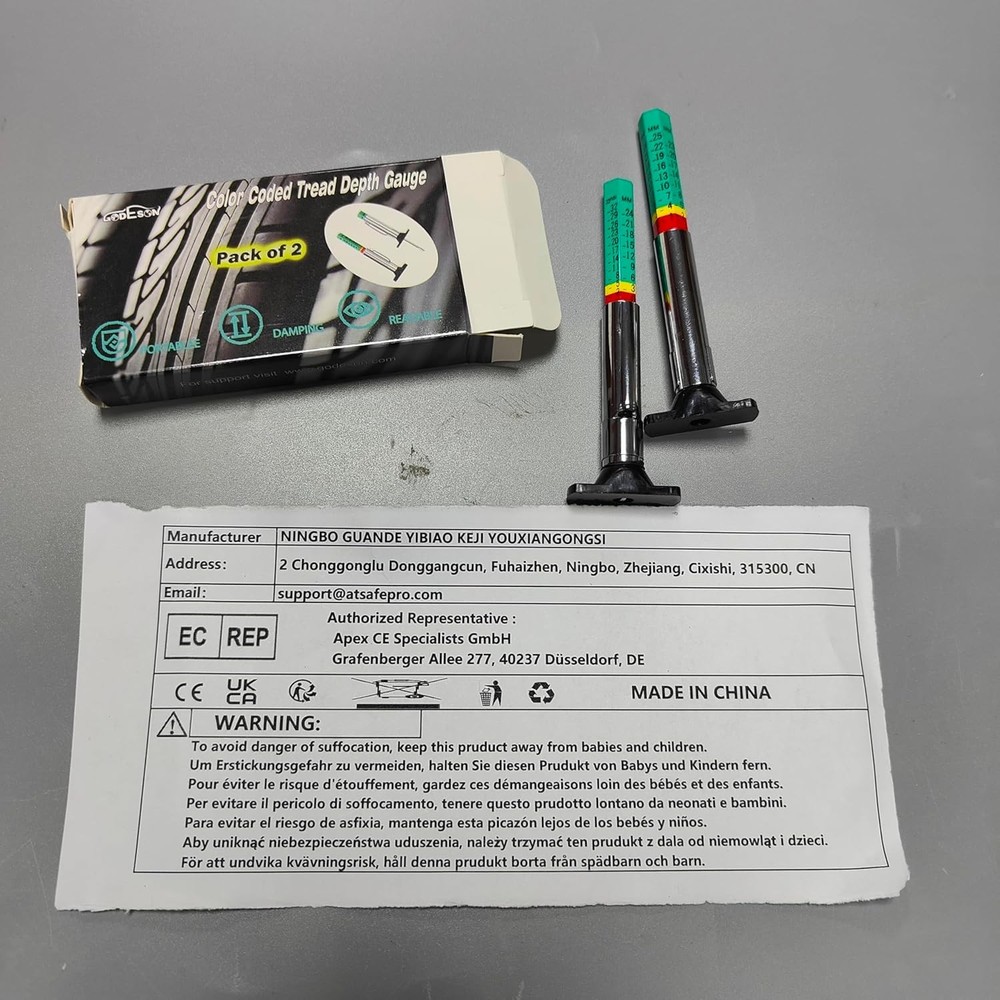 GODESON Tire Tread Depth Gauge,Two-Sided Smart Color Coded Depth...