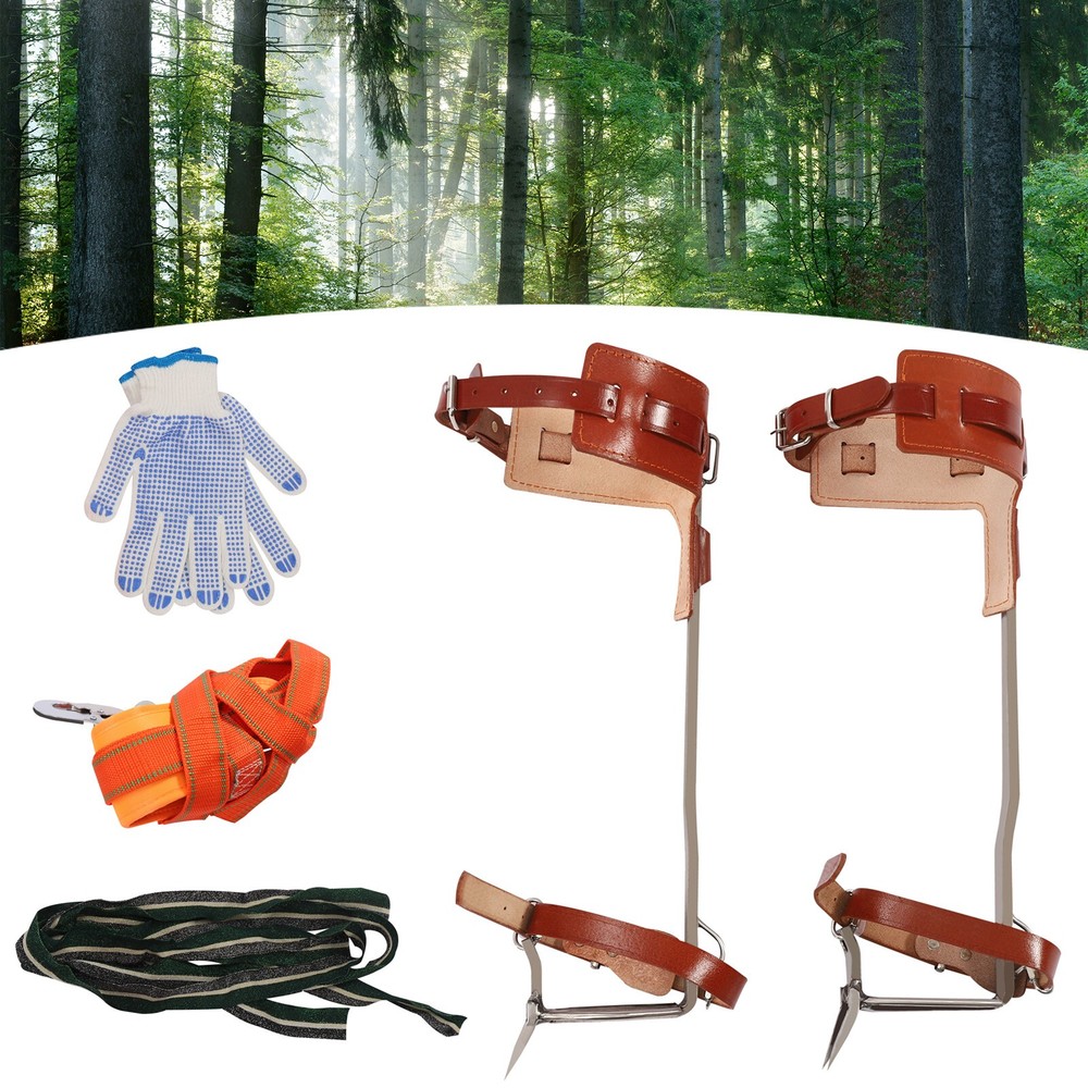 Tree Climbing Spike Set Adjustable Pole Climbing Spurs Tool Climber Strap Gaffs