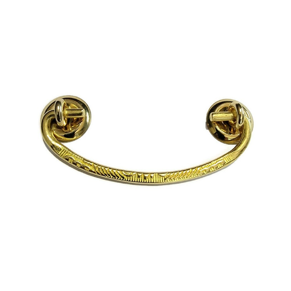 3" Stamped Brass Drawer Pull Victorian Drawer Pull Antique Style Old