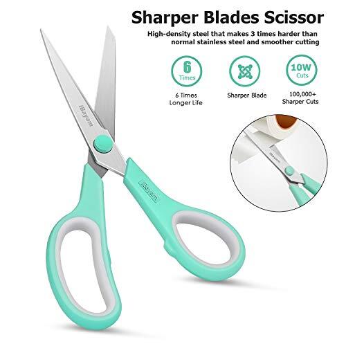 Scissors,8" Multipurpose Scissors Bulk Ultra Sharp Shears,3Pack,Mint,Grey,Purple