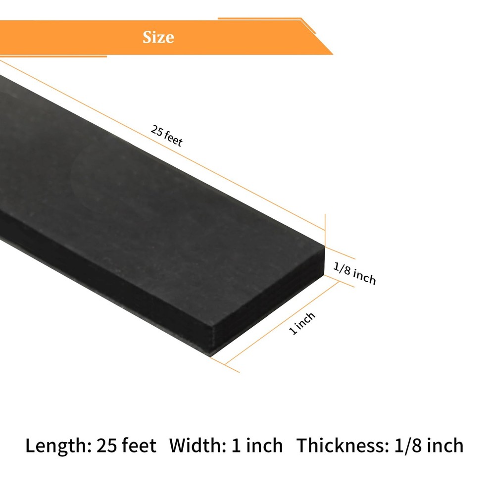 Solid Neoprene Rubber Strips with Adhesive Backing 1/8 (.125)" Thick x 1" Wid...