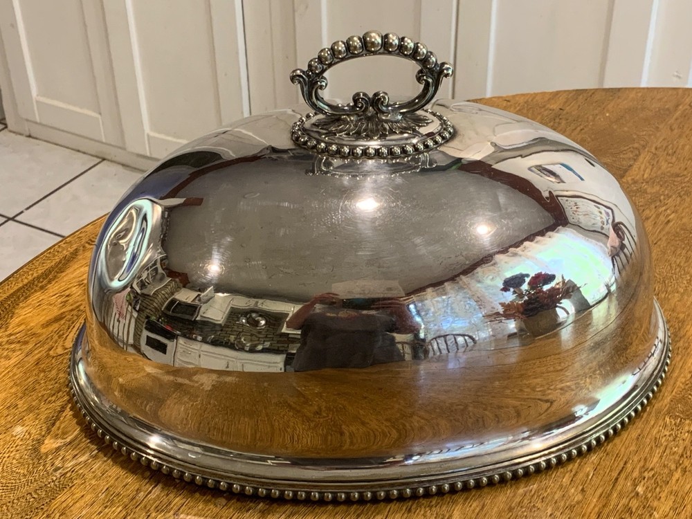 Large Antique Silver-Plated Meat Dome - AS IS