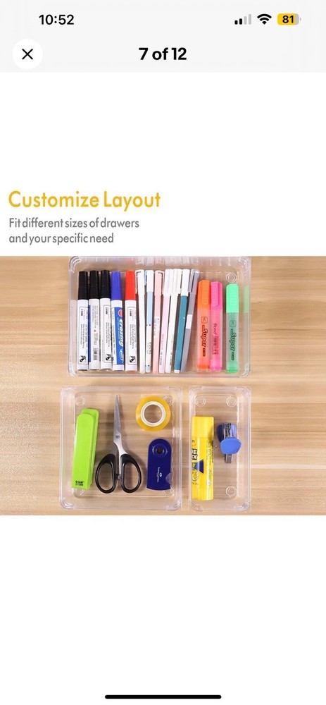 7 Pc Plastic Drawer Organizer- Versatile Dividers for Effortless Organization