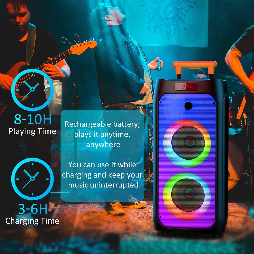 JYX Large Party Karaoke Machine+2 Microphone Bluetooth Speaker Long Time Playing