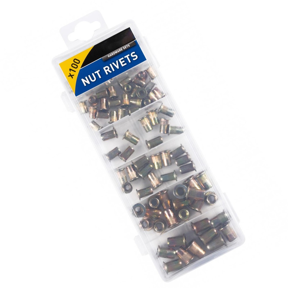 Bluespot 100 Pce Nut Rivets (M3 - M6) Mixed Selection