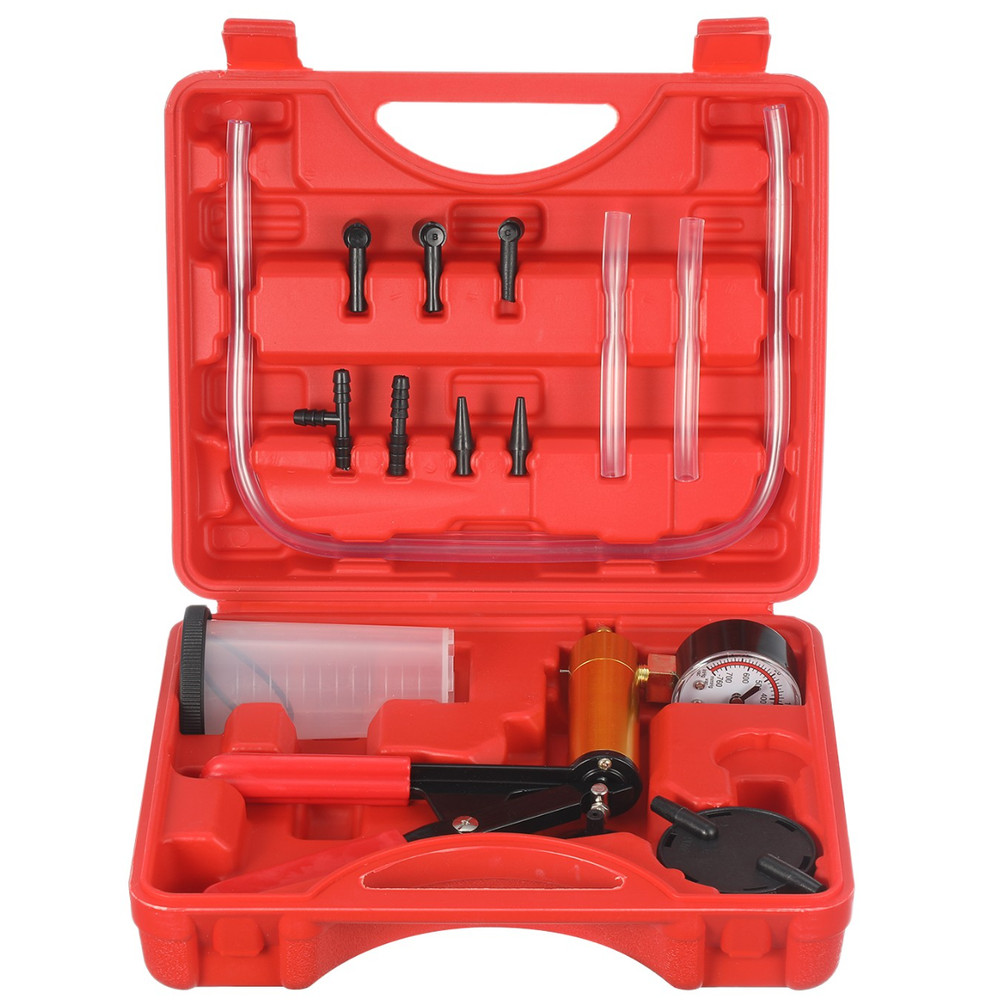 Hand Held Vacuum Pressure Pump Tester Set Brake Fluid Bleeder Bleeding Kit +Box